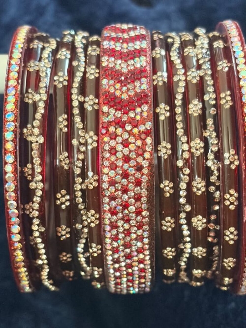 Women's Statement Multi-Piece Bangle Stack, Faux Crystal & Textured Resin Bracel